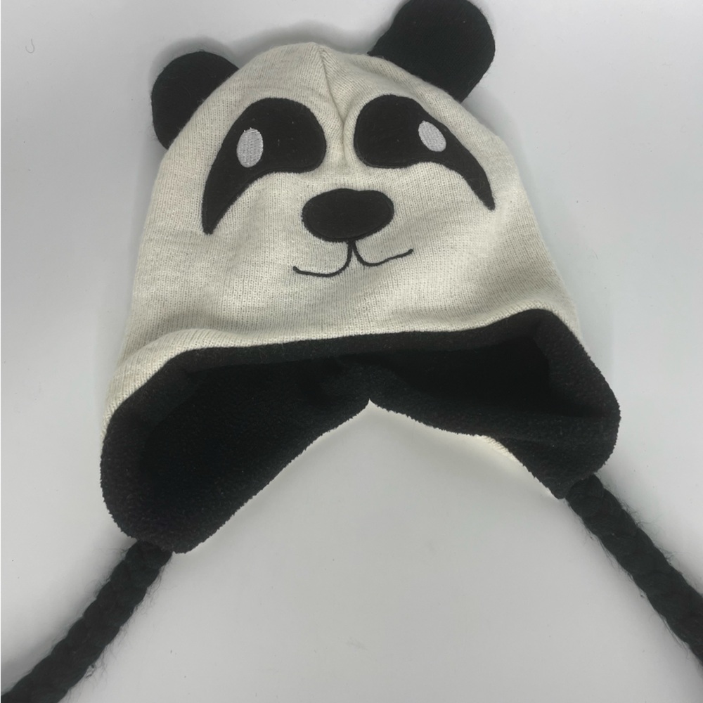 Panda Design Kids Hat - Black and White
